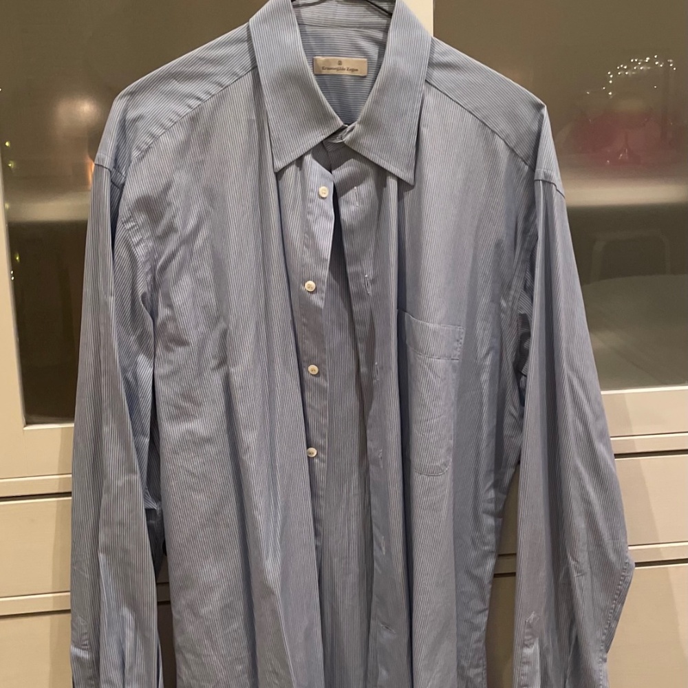 Ermenegildo Zegna Mens Blue Dress Shirt 41/16